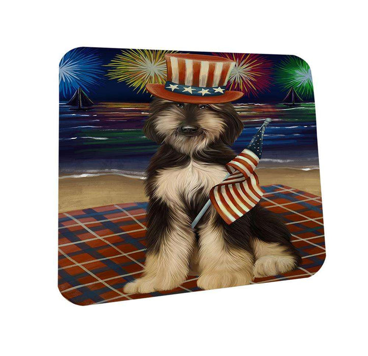 4th of July Independence Day Firework Afghan Hound Dog Coasters Set of 4 CST51956
