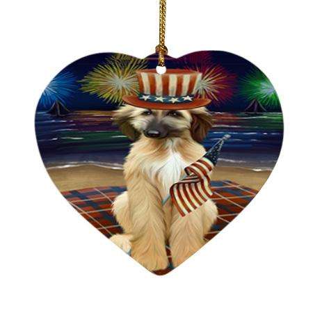 4th of July Independence Day Firework Afghan Hound Dog Heart Christmas Ornament HPOR51996