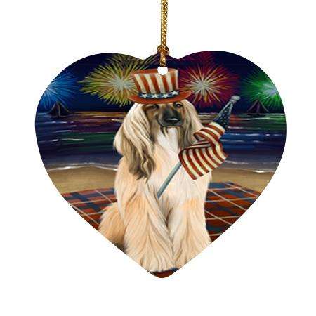 4th of July Independence Day Firework Afghan Hound Dog Heart Christmas Ornament HPOR52382