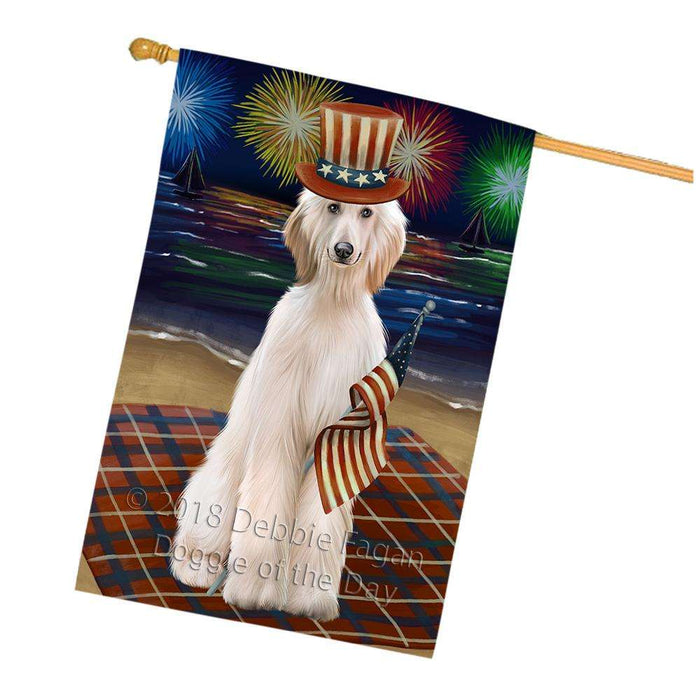 4th of July Independence Day Firework Afghan Hound Dog House Flag FLG52128