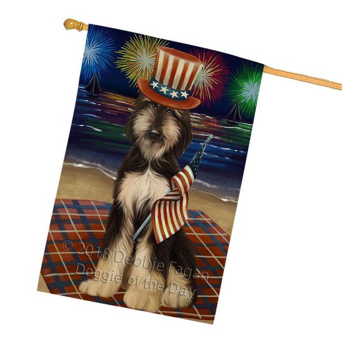 4th of July Independence Day Firework Afghan Hound Dog House Flag FLG52130