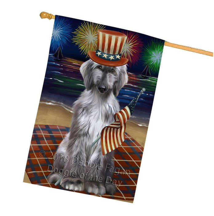 4th of July Independence Day Firework Afghan Hound Dog House Flag FLG52465