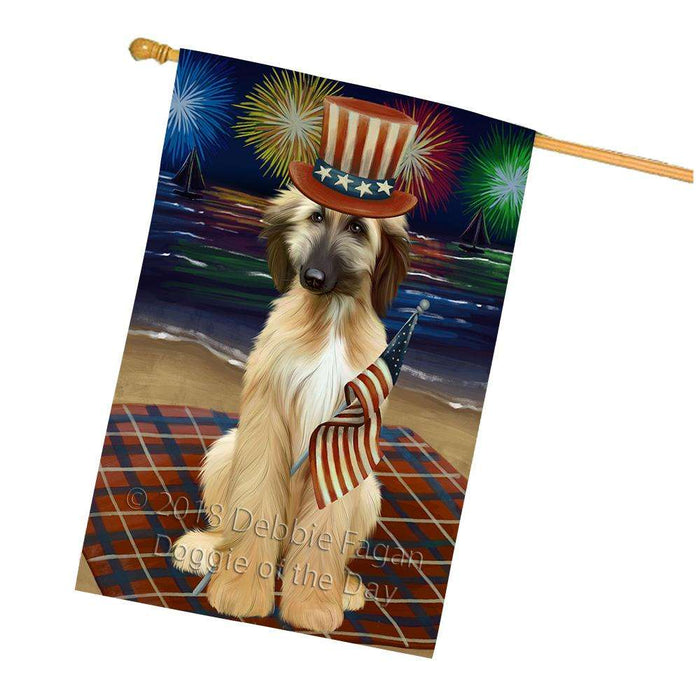 4th of July Independence Day Firework Afghan Hound Dog House Flag FLG52467