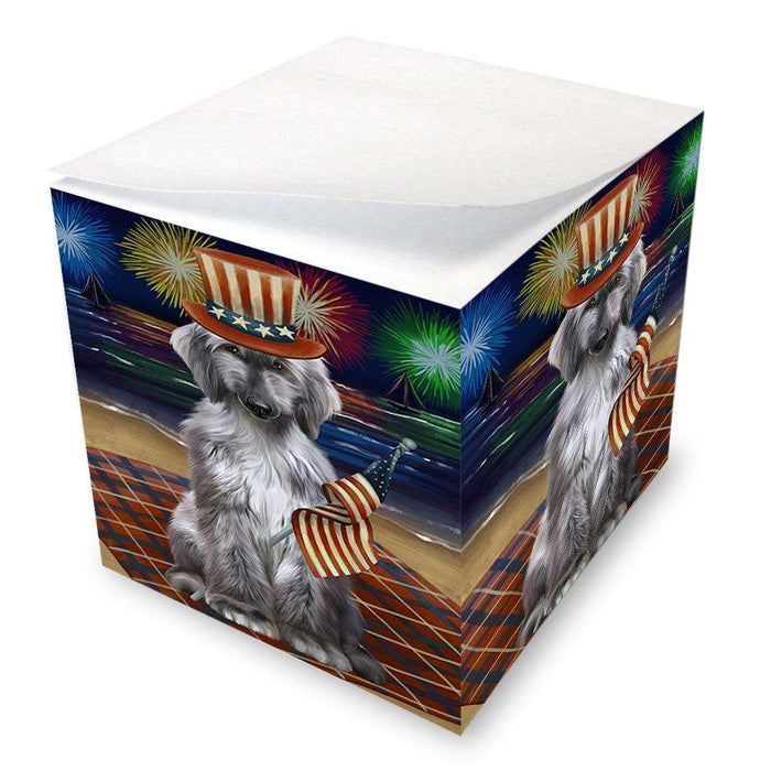 4th of July Independence Day Firework Afghan Hound Dog Note Cube NOC51994