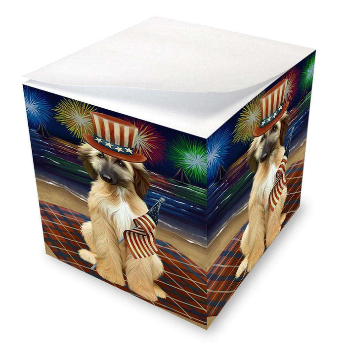 4th of July Independence Day Firework Afghan Hound Dog Note Cube NOC52386