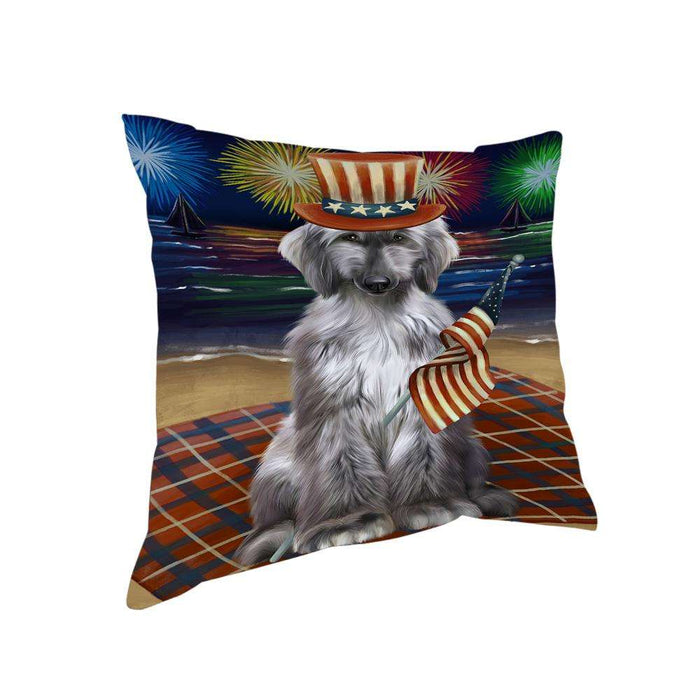 4th of July Independence Day Firework Afghan Hound Dog Pillow PIL64340