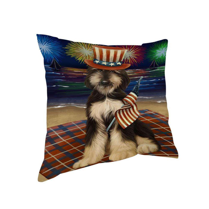 4th of July Independence Day Firework Afghan Hound Dog Pillow PIL64352