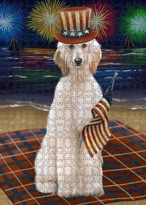 4th of July Independence Day Firework Afghan Hound Dog Puzzle with Photo Tin PUZL61086