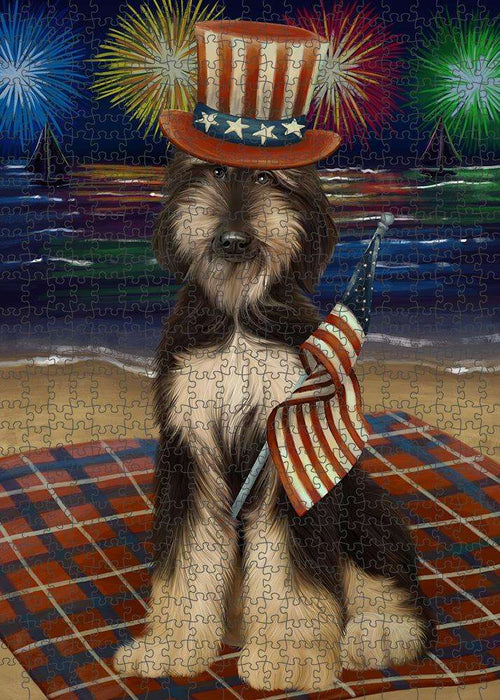 4th of July Independence Day Firework Afghan Hound Dog Puzzle with Photo Tin PUZL61092