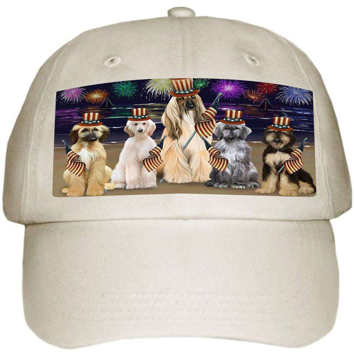 4th of July Independence Day Firework Afghan Hounds Dog Ball Hat Cap HAT59868