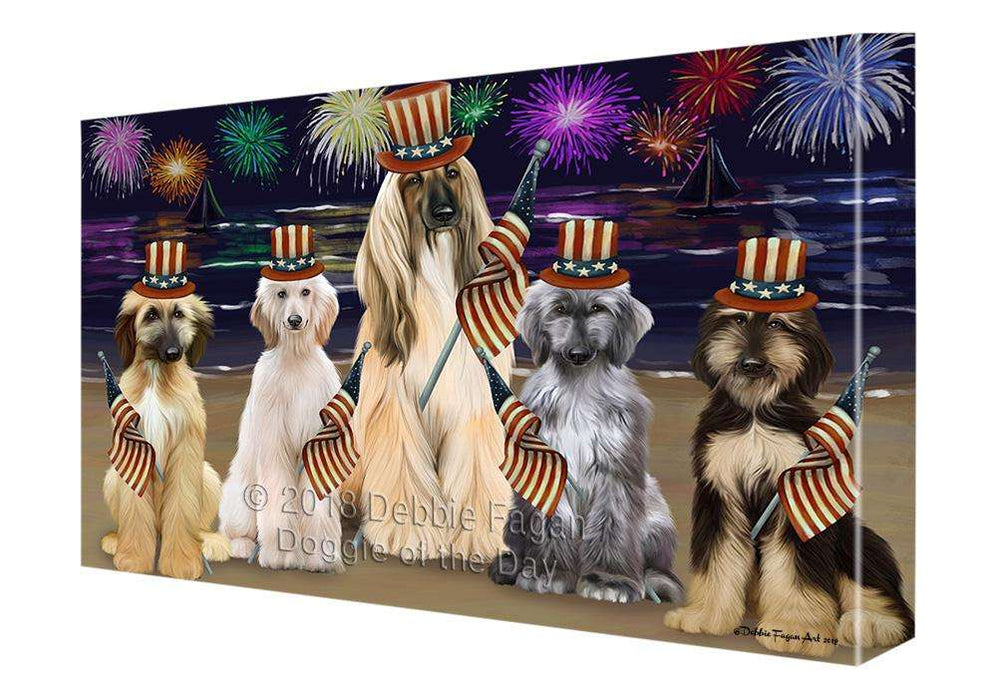 4th of July Independence Day Firework Afghan Hounds Dog Canvas Print Wall Art Décor CVS85202