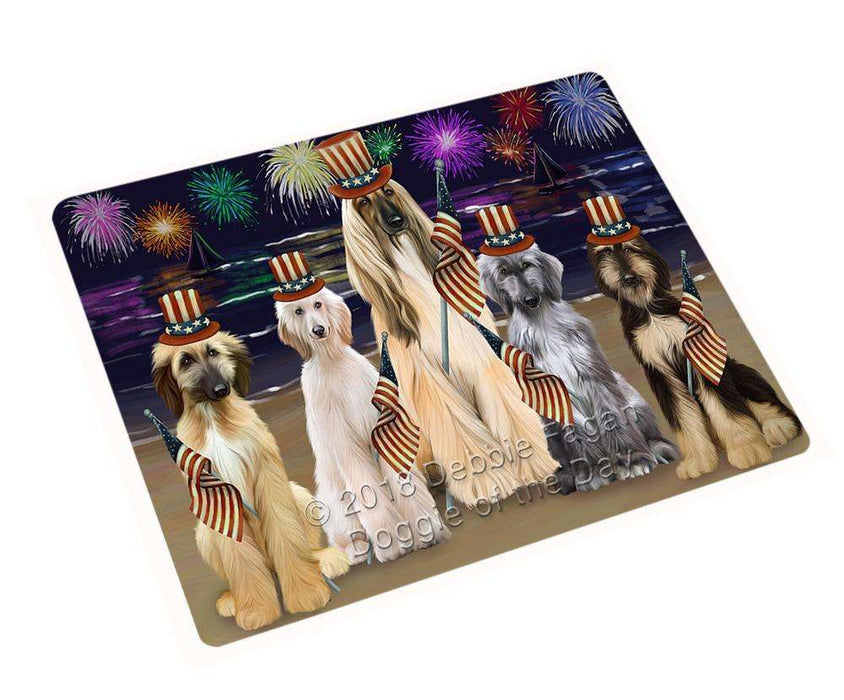 4th of July Independence Day Firework Afghan Hounds Dog Large Refrigerator / Dishwasher Magnet RMAG72456