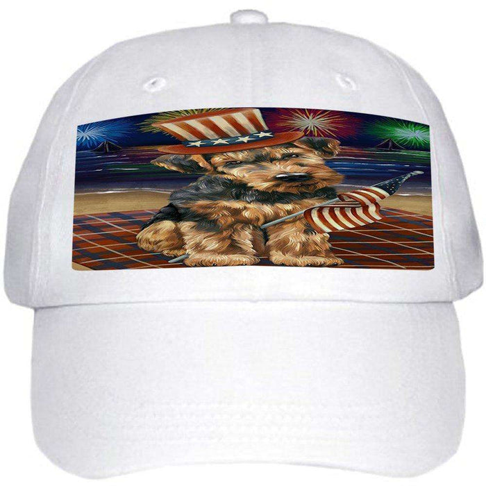 4th of July Independence Day Firework Airedale Terrier Dog Ball Hat Cap HAT48189