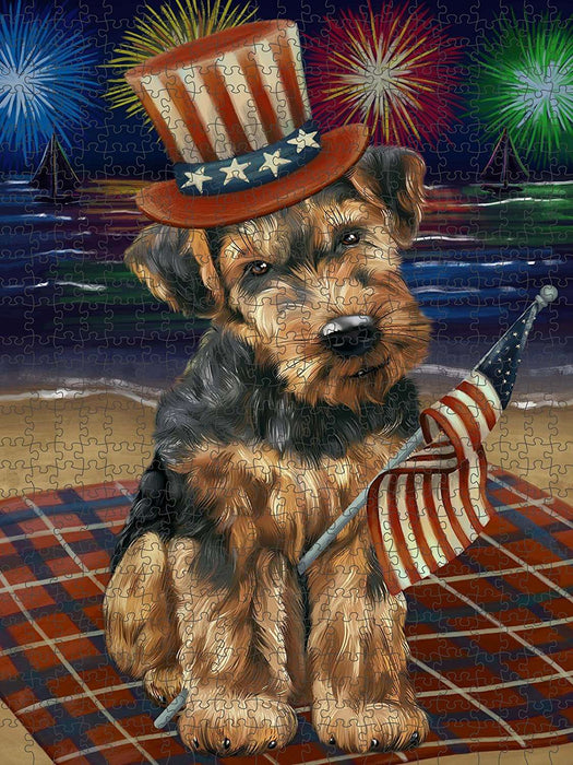 4th of July Independence Day Firework Airedale Terrier Dog Puzzle  PUZL48309