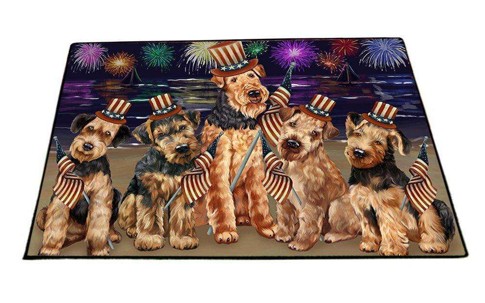 4th of July Independence Day Firework Airedale Terriers Dog Floormat FLMSA48219