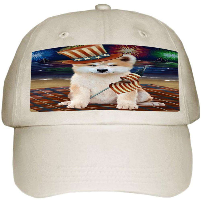 4th of July Independence Day Firework Akita Dog Ball Hat Cap HAT59889