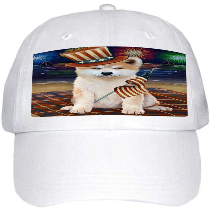 4th of July Independence Day Firework Akita Dog Ball Hat Cap HAT60903