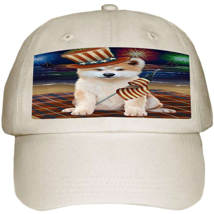 4th of July Independence Day Firework Akita Dog Ball Hat Cap HAT60903