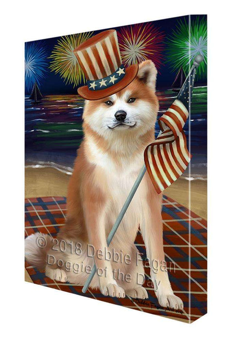4th of July Independence Day Firework Akita Dog Canvas Print Wall Art Décor CVS85247