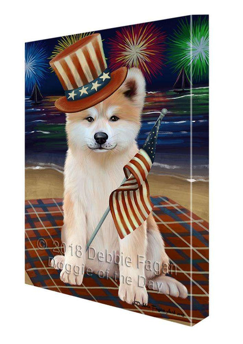 4th of July Independence Day Firework Akita Dog Canvas Print Wall Art Décor CVS85265