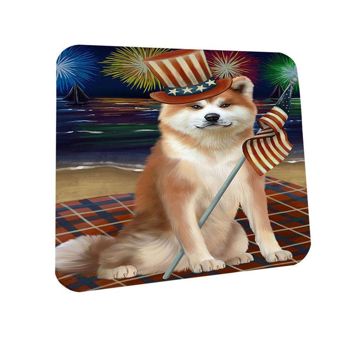 4th of July Independence Day Firework Akita Dog Coasters Set of 4 CST51957