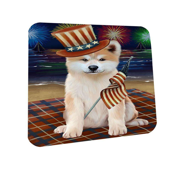 4th of July Independence Day Firework Akita Dog Coasters Set of 4 CST51959