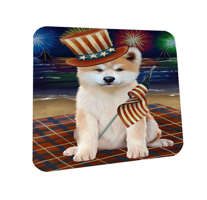 4th of July Independence Day Firework Akita Dog Coasters Set of 4 CST52349