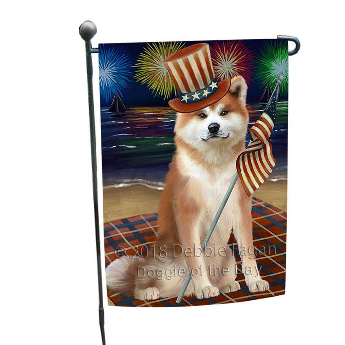 4th of July Independence Day Firework Akita Dog Garden Flag GFLG51995