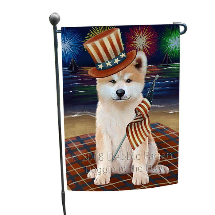 4th of July Independence Day Firework Akita Dog Garden Flag GFLG51997