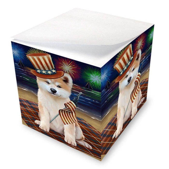 4th of July Independence Day Firework Akita Dog Note Cube NOC52000