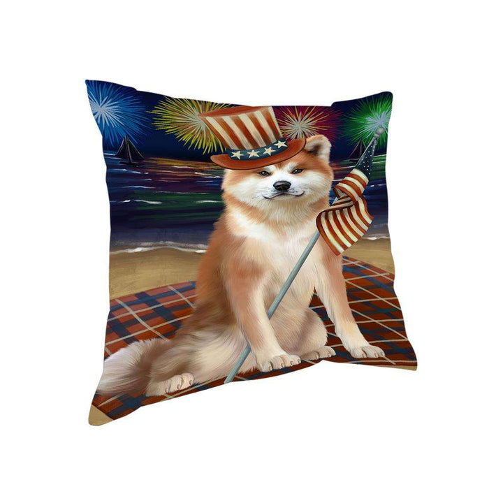 4th of July Independence Day Firework Akita Dog Pillow PIL64356
