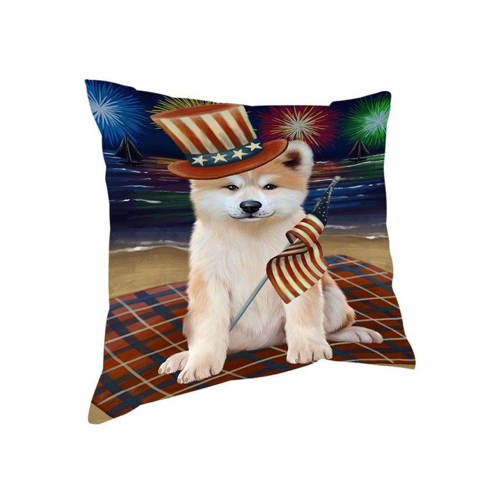4th of July Independence Day Firework Akita Dog Pillow PIL64364