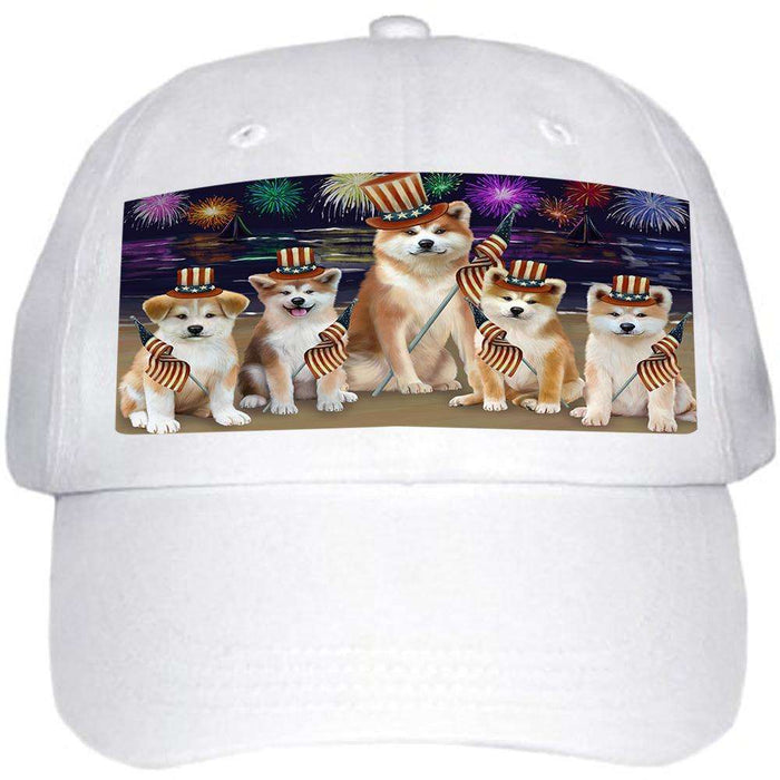 4th of July Independence Day Firework Akitas Dog Ball Hat Cap HAT60900