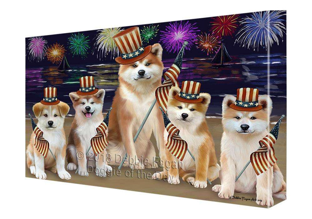 4th of July Independence Day Firework Akitas Dog Canvas Print Wall Art Décor CVS85256