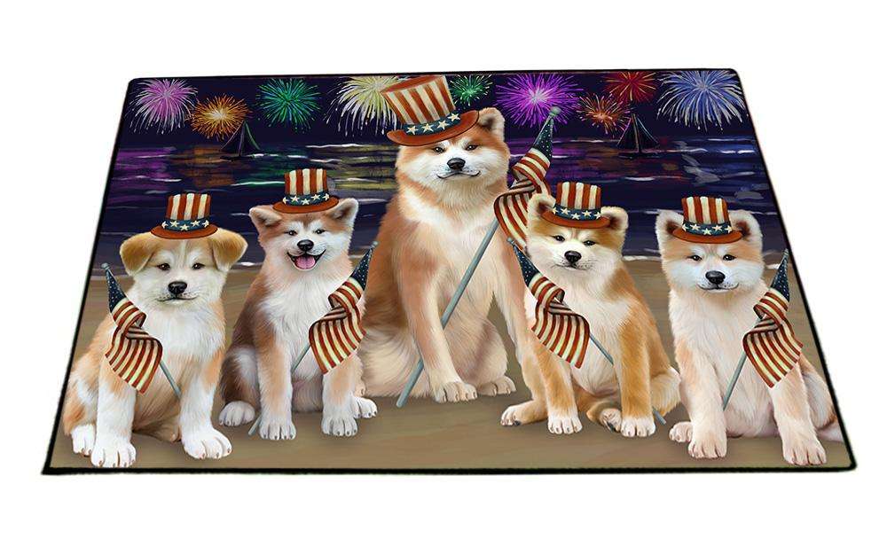 4th of July Independence Day Firework Akitas Dog Floormat FLMS51420