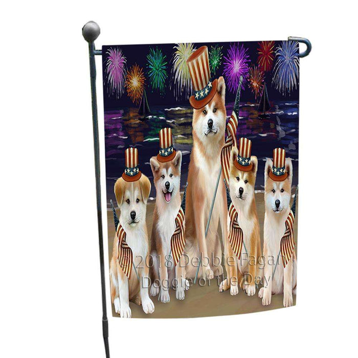 4th of July Independence Day Firework Akitas Dog Garden Flag GFLG51996