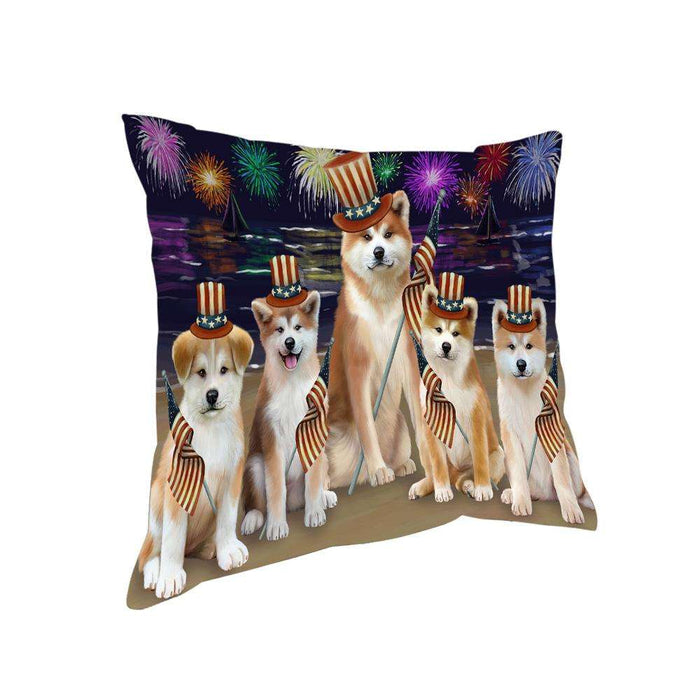 4th of July Independence Day Firework Akitas Dog Pillow PIL64360