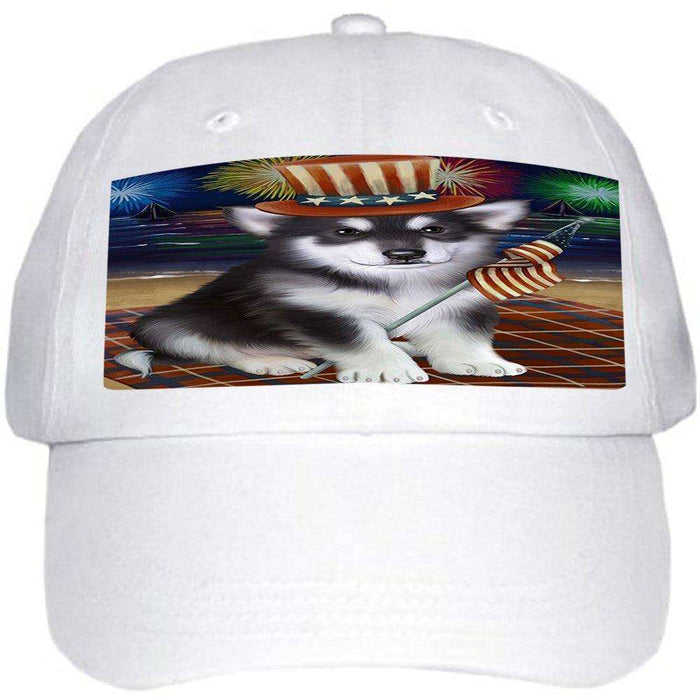 4th of July Independence Day Firework Alaskan Malamute Dog Ball Hat Cap HAT49875
