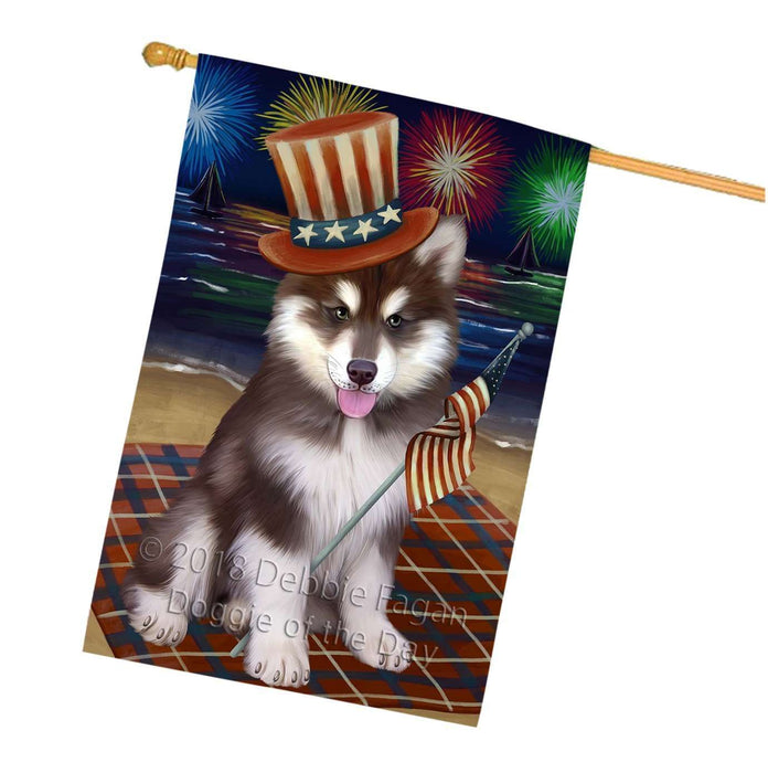4th of July Independence Day Firework Alaskan Malamute Dog House Flag FLG48678