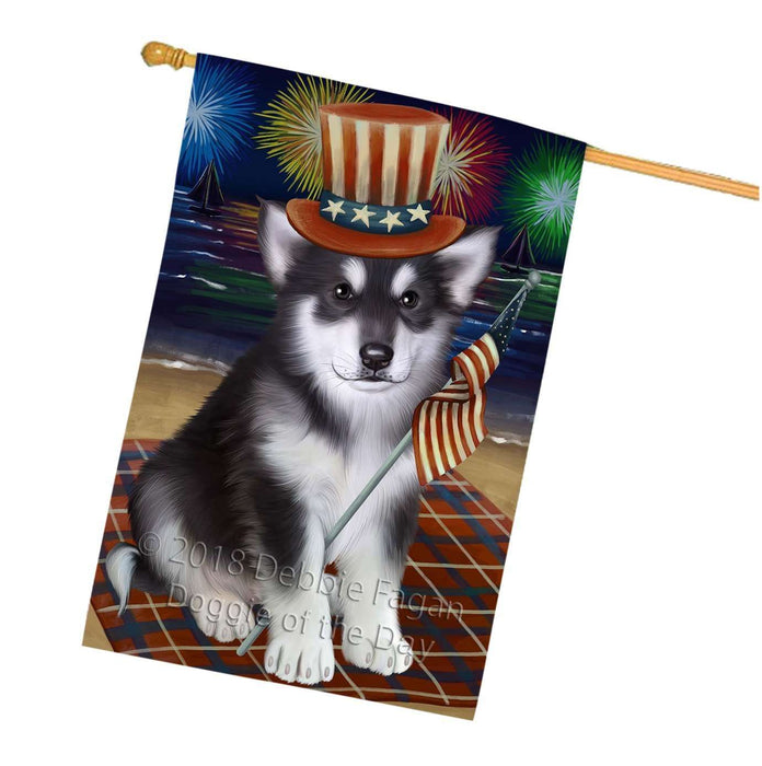 4th of July Independence Day Firework Alaskan Malamute Dog House Flag FLG48679