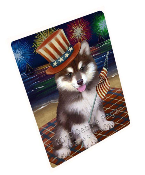 4th Of July Independence Day Firework Alaskan Malamute Dog Magnet Mini (3.5" x 2") MAG49833