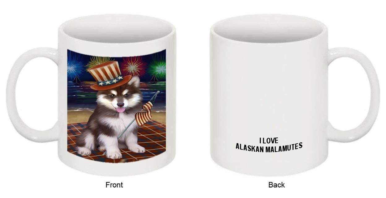 4th of July Independence Day Firework Alaskan Malamute Dog Mug MUG48525