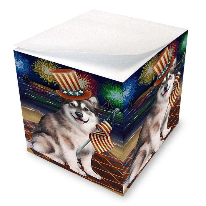 4th of July Independence Day Firework Alaskan Malamute Dog Note Cube NOC48153