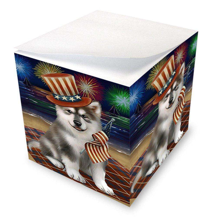 4th of July Independence Day Firework Alaskan Malamute Dog Note Cube NOC48155