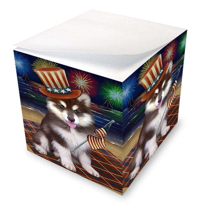 4th of July Independence Day Firework Alaskan Malamute Dog Note Cube NOC48713
