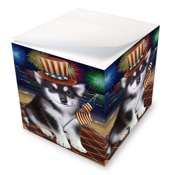 4th of July Independence Day Firework Alaskan Malamute Dog Note Cube NOC48714