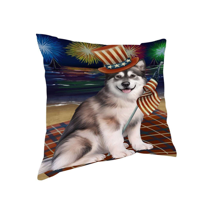 4th of July Independence Day Firework Alaskan Malamute Dog Pillow PIL48664