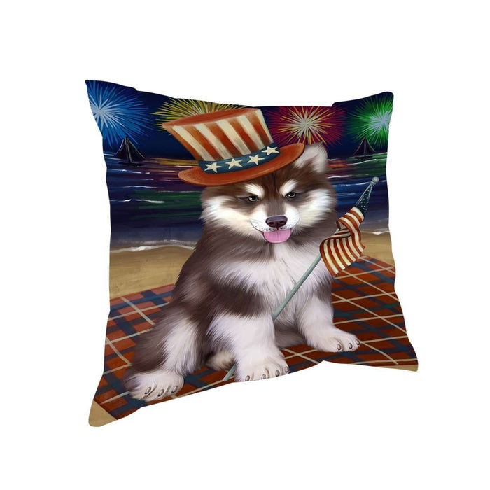 4th of July Independence Day Firework Alaskan Malamute Dog Pillow PIL50708