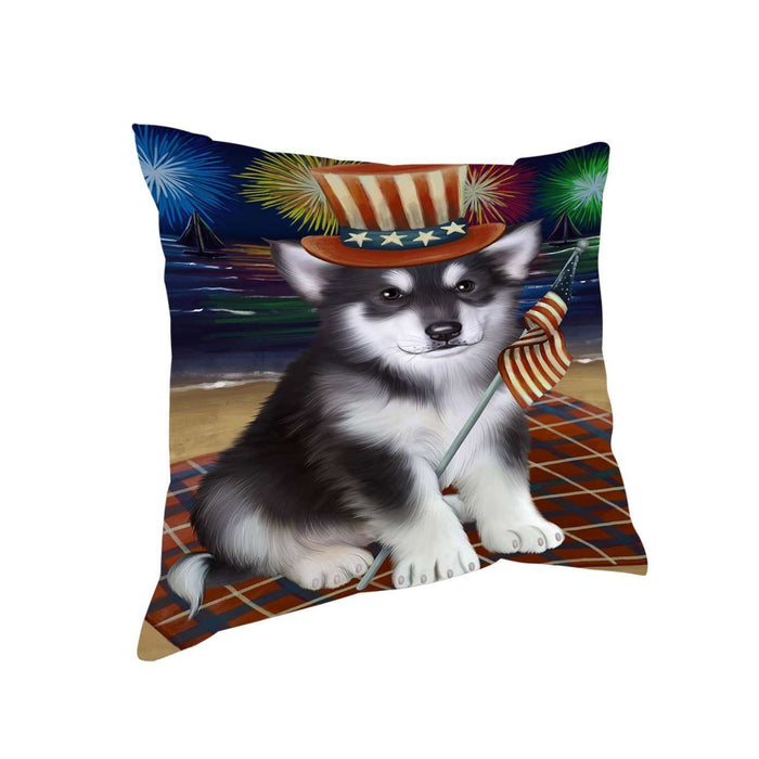 4th of July Independence Day Firework Alaskan Malamute Dog Pillow PIL50712