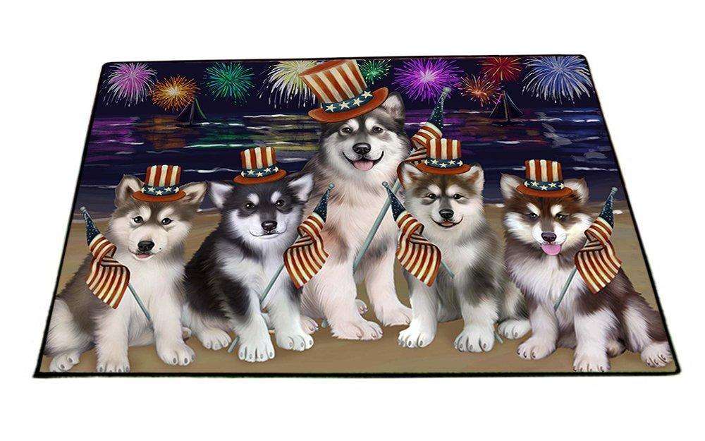 4th of July Independence Day Firework Alaskan Malamutes Dog Floormat FLMSA48222